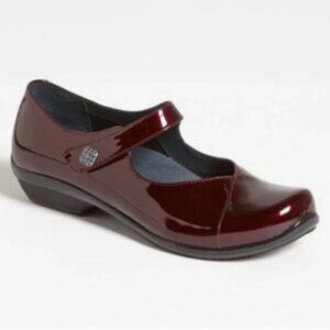 Dansko Opal Patent Mary Jane Flats in Black Cherry